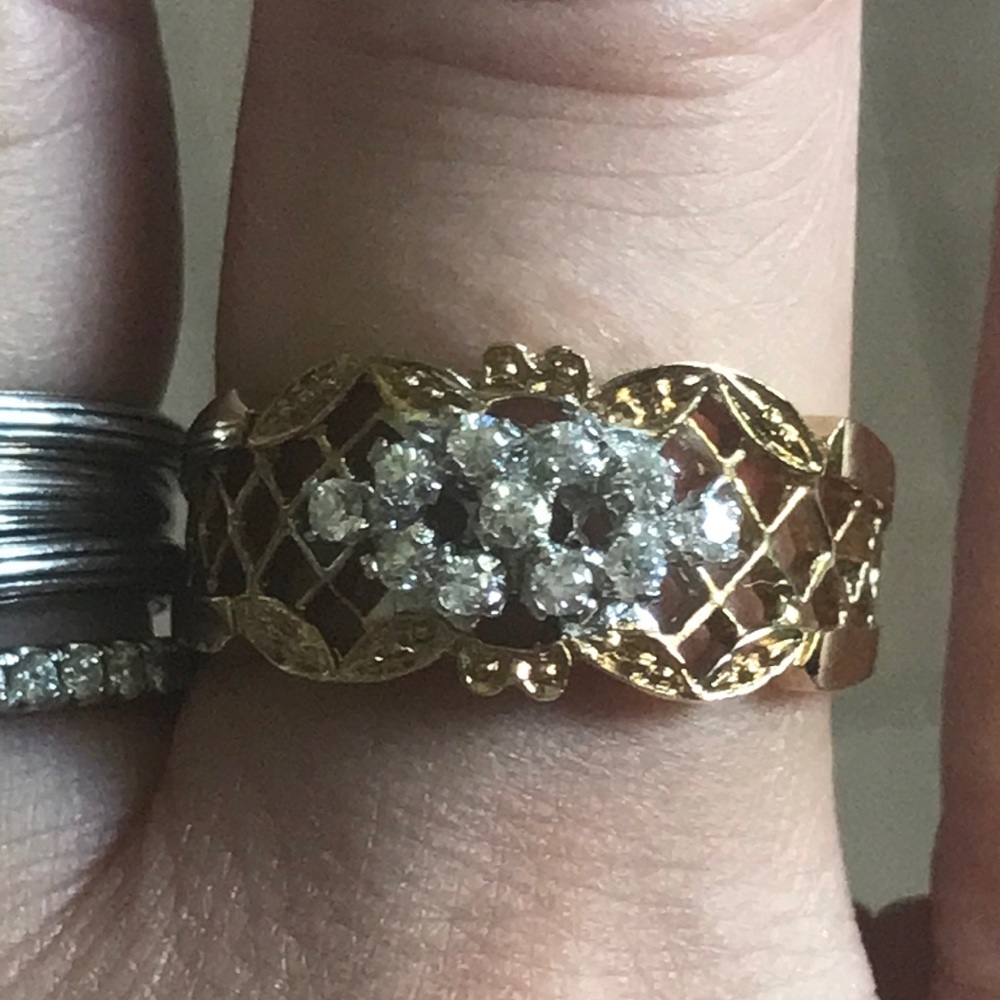 Elegant Gold tone and Silver CZ Ring